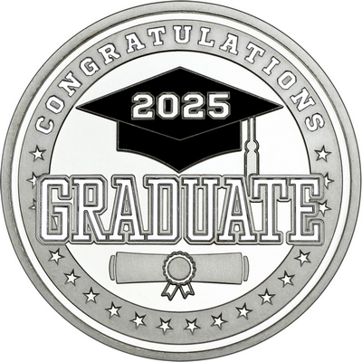 White "Congratulations Graduate" with White 2025, Rim, Tassel & Ribbon